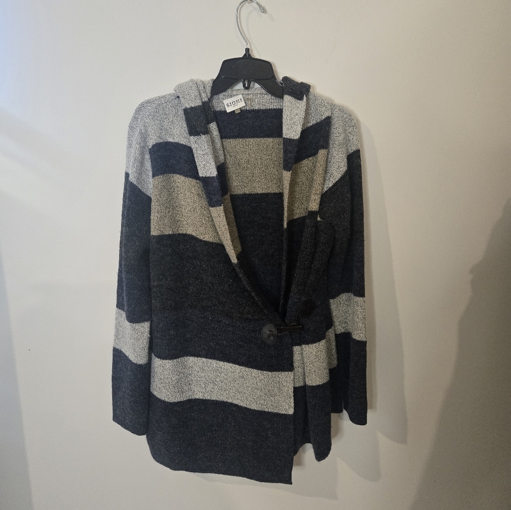 Sioni Womens Colorblock Shawl Collar Cardigan Size Large Petite